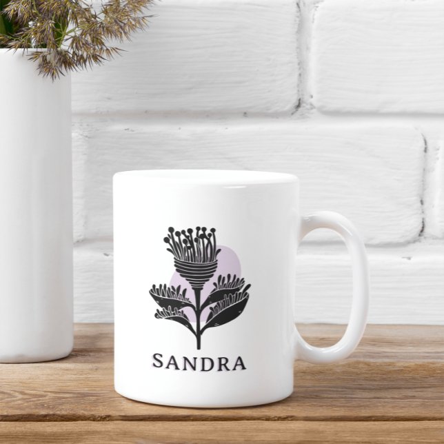 Unique Artistic Floral Monochrome Personalized  Coffee Mug (Creator Uploaded)
