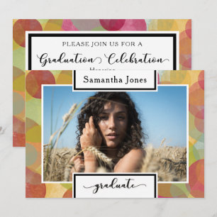 Unique, Artsy Circles w/ Senior Photo, Graduation Invitation