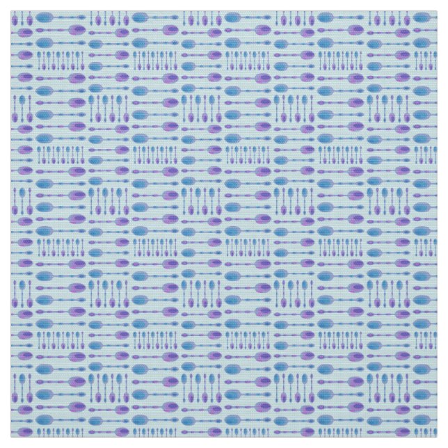 Unique Artsy Spoons! (Light Blue) Fabric (Swatch)