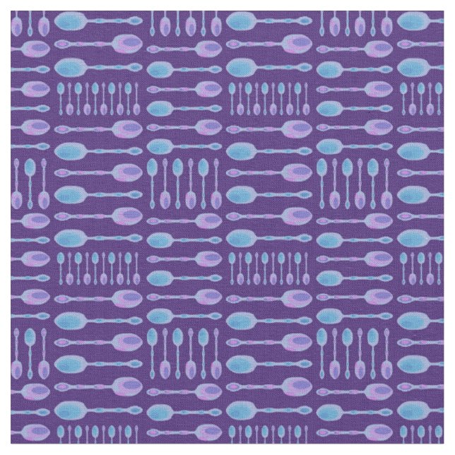 Unique Artsy Spoons! (Purple) Fabric (Close Up)