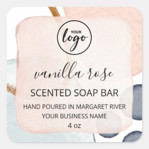 Unique Arty Pastel Pink Blue Soap Bar Logo Labels