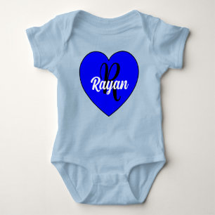 Unique Baby Boy Heart with Name - Monogram Newborn Baby Bodysuit
