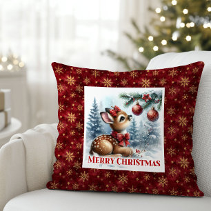Unique Baby Deer Snowy Forest Kids Gift Christmas  Cushion