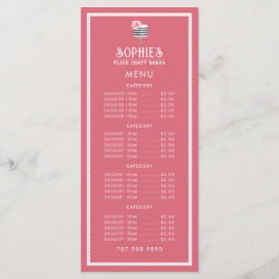Unique Baker's Logo Bakery Pastry Pink Red Menu