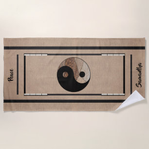 Unique Bamboo Yin-Yang Symbol Khaki  Beach Towel