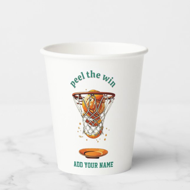 Unique basketball lover gifts peel the win paper cups (Front)