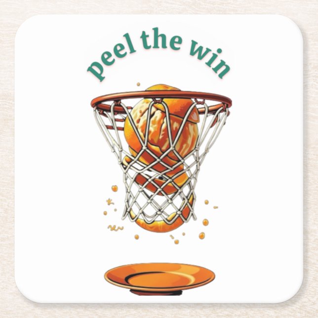 Unique basketball lover gifts peel the win square paper coaster (Front)