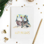 Unique Beach Christmas Cards Watercolor Pelicans<br><div class="desc">Do Tell A Belle's unique beach Christmas cards are a charming choice to send to friends and family this season. They features watercolor pelicans. The word's "Happy Holidays" are set in embossed letter pressed gold foil. Use the template fields to add your personalised greeting. A coastal chic yet tropical choice...</div>