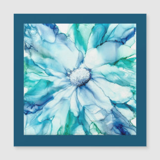 Unique, beautiful blue, green floral magnet/card