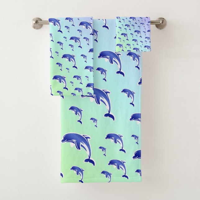 unique, beautiful, colourful, painted pattern a gr bath towel set (Insitu)