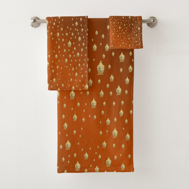unique, beautiful, colourful, painted pattern a gr bath towel set (Insitu)