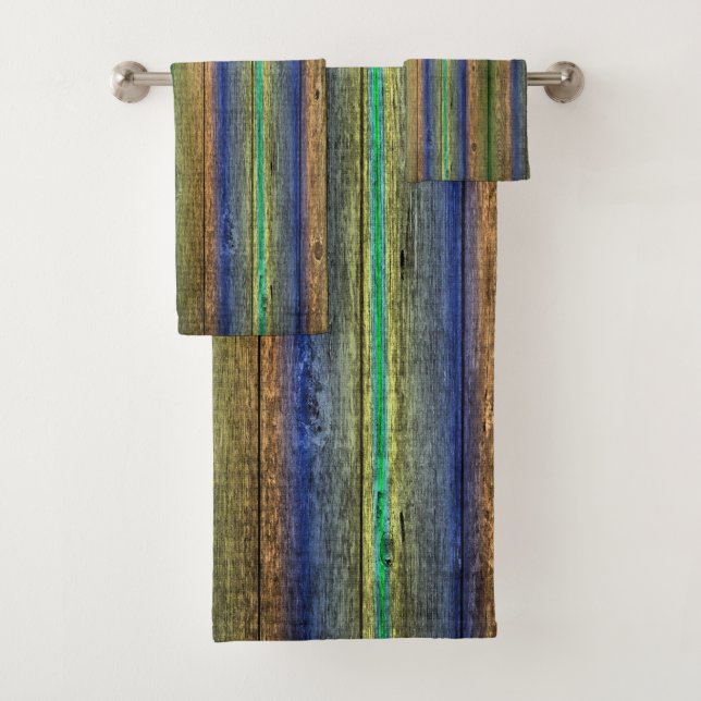 unique, beautiful, colourful, painted pattern a gr bath towel set (Insitu)
