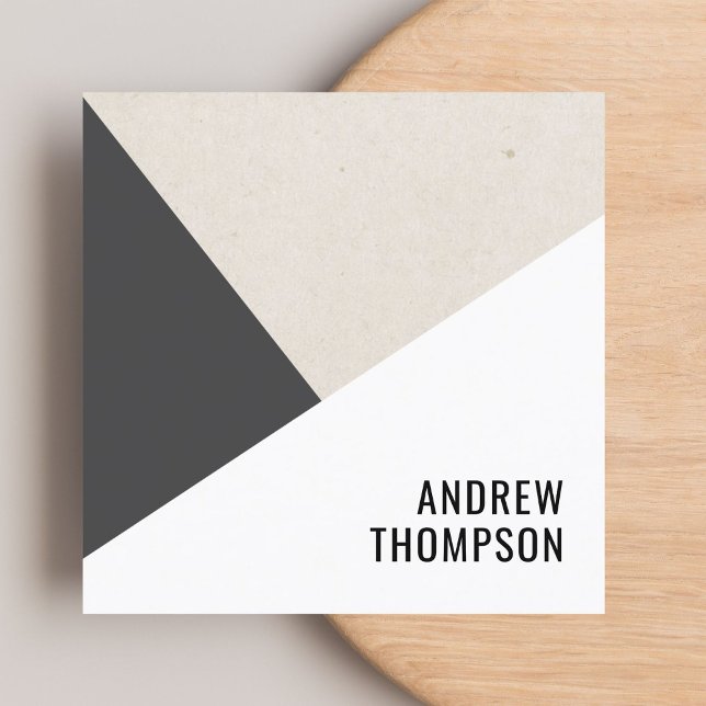 Unique Beige Grey White Geometric Consultant Square Business Card (Creator Uploaded)