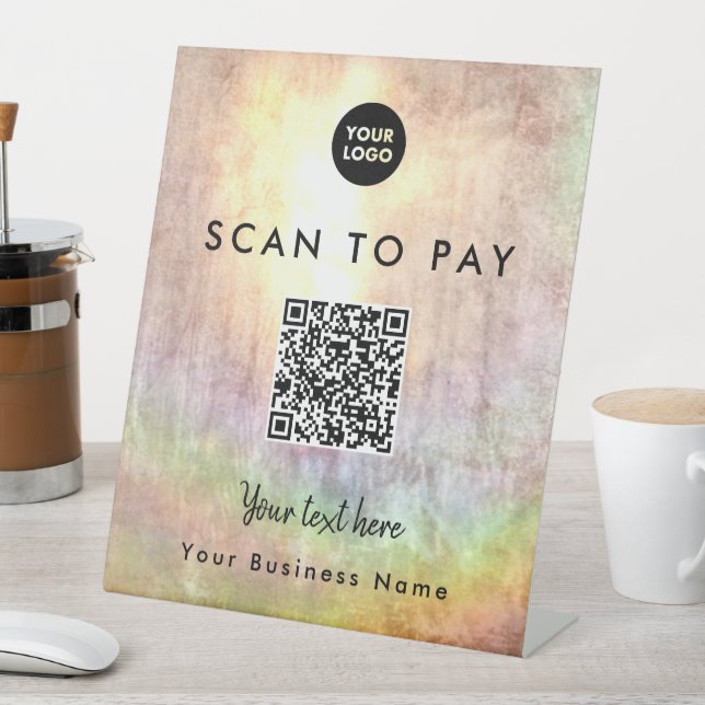 Unique Beige Neutral QR Code Venmo Logo Scannable Pedestal Sign (In SItu)