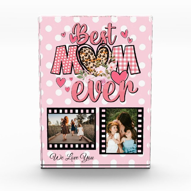 Unique Best Mum Ever Custom Photo Collage Block (Front)