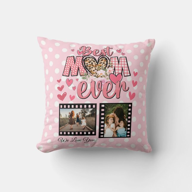 Unique Best Mum Ever Custom Photo Collage Cushion (Front)