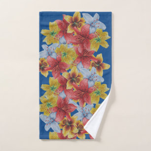 unique big and bold colourful flowers floral hand towel