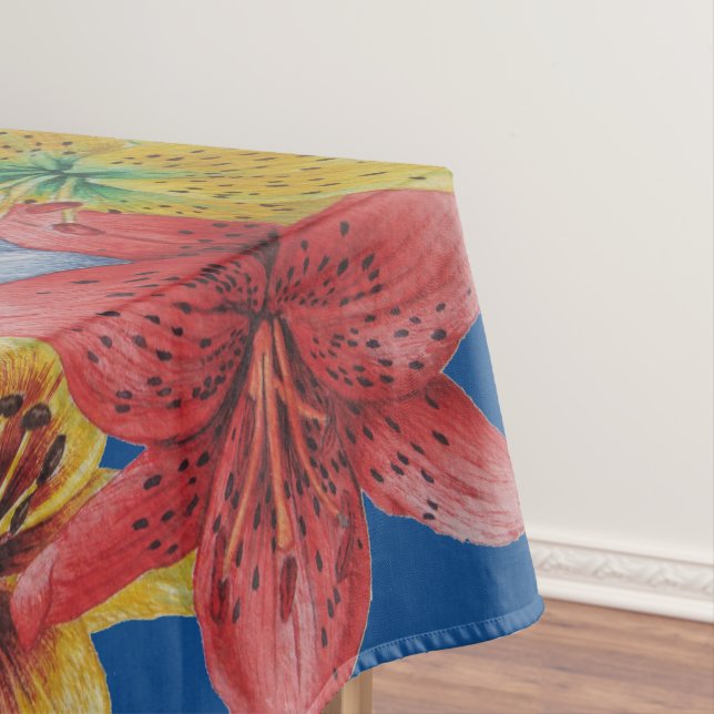 unique big and bold colourful flowers floral tablecloth (In Situ)