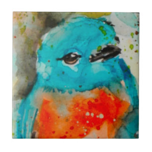 Unique Bird Watercolor Ceramic Tile