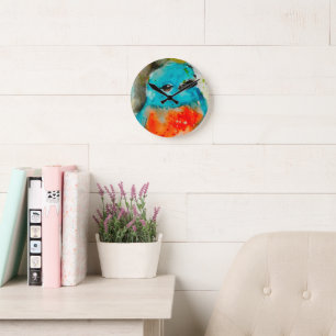 Unique Bird Watercolor Wall Clock