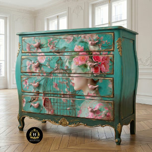 Unique Birdcage Hat Floral Decoupage Tissue Paper