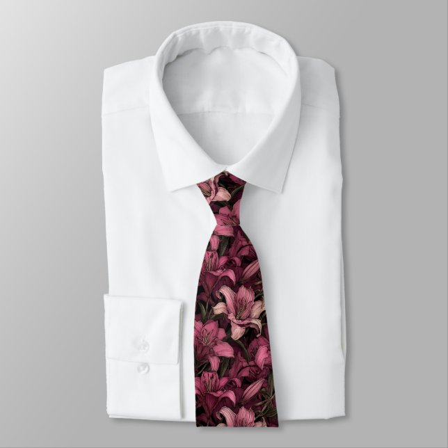Unique Birthday Gifts For Boyfriend Lilies Flower Tie (Tied)