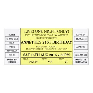 Unique Birthday Invitation (Concert Ticket Styled)
