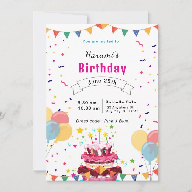 Unique Birthday & Party Invitation Cards – Custom  (Front)