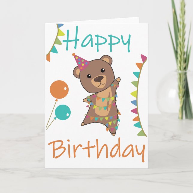 Unique Birthday Wishes Happy Birthday To You Bear  Card (Front)