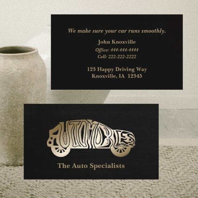 Unique Black and Gold Auto Industry Business Card (Creator Uploaded)