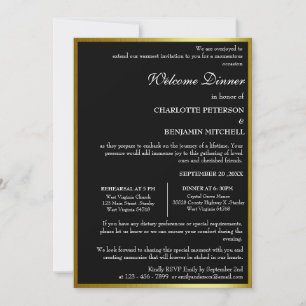 Unique Black and Gold Rehearsal Dinner  Invitation