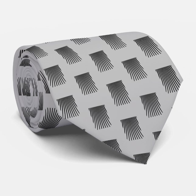 Unique Black and  Silver Grey Pattern Tie (Rolled)