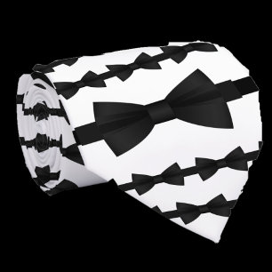 Unique Black and White Bowtie Bow Neck Tie