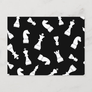Unique Black and White Chess Piece Pattern Postcard