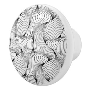 Unique Black and White Interwoven Lines Ceramic Knob