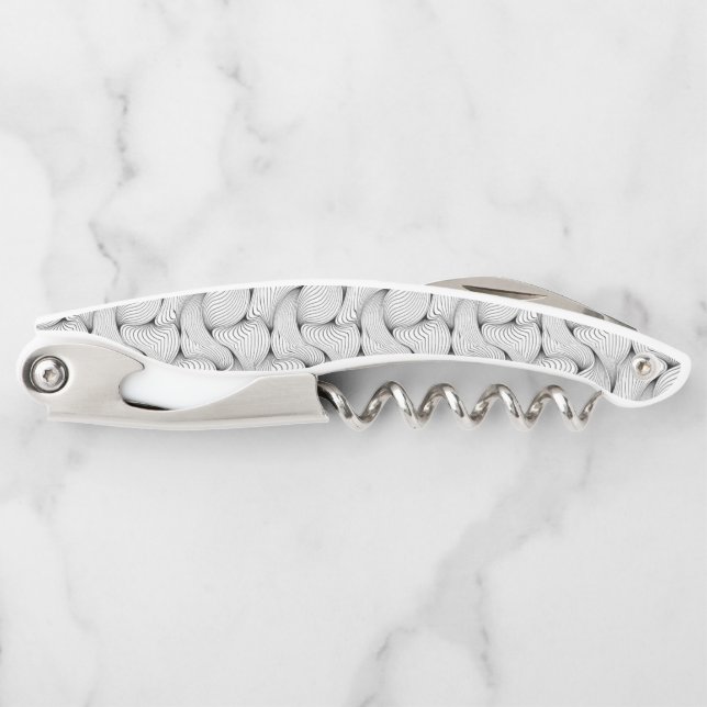 Unique Black and White Interwoven Lines Corkscrew (Front)