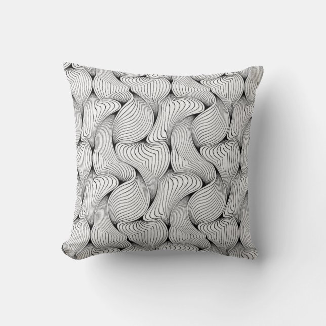 Unique Black and White Interwoven Lines Cushion (Front)