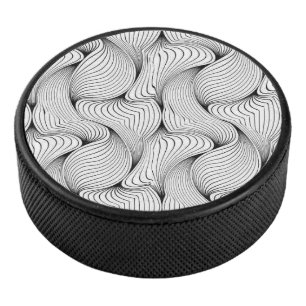 Unique Black and White Interwoven Lines Hockey Puck