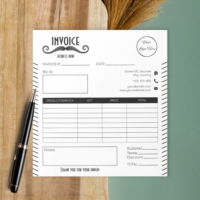 Unique black and white logo barber shop invoice notepad (Creator Uploaded)