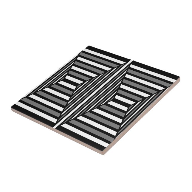Unique Black and White Pattern Ceramic Tile (Side)