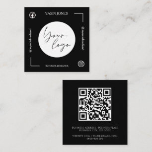 Unique Black and White QR Code Square Business Card