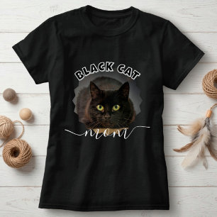Unique Black Cat Mum Custom Photo T-Shirt
