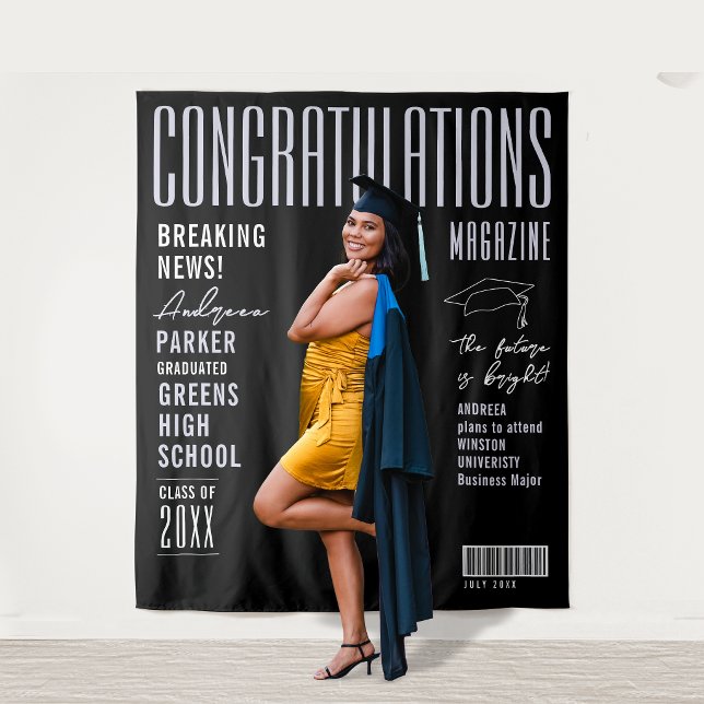Unique Black Congratulations Grad Magazine Welcome Tapestry (Creator Uploaded)