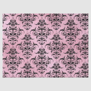 Unique Black Damask on Pink Decoupage Tissue Paper