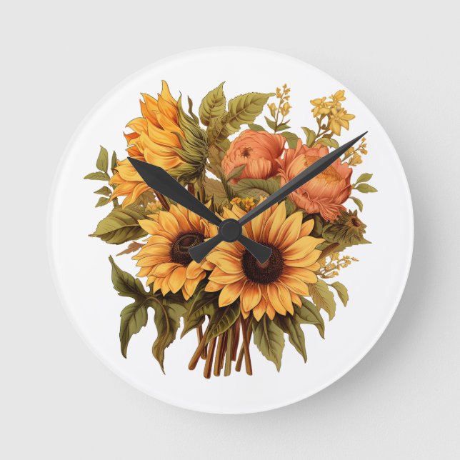 Unique black Design for white Lovers Round Clock (Front)