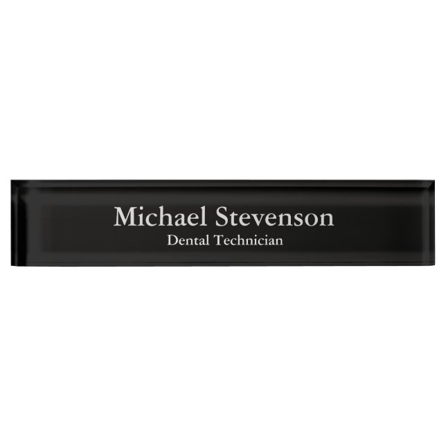 Unique Black Elegant Dental Technician Nameplate (Front)