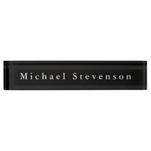 Unique Black Elegant Modern Desk Nameplate