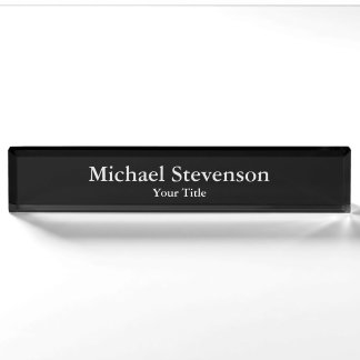 Unique Black Elegant Modern Desk Nameplate
