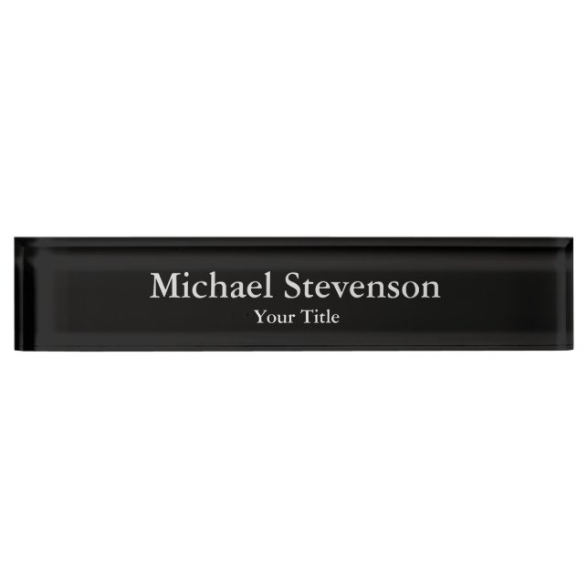 Unique Black Elegant Modern Desk Nameplate (Front)