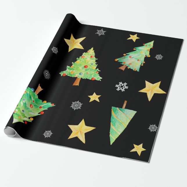 Unique Black Gift Wrap (Unrolled)